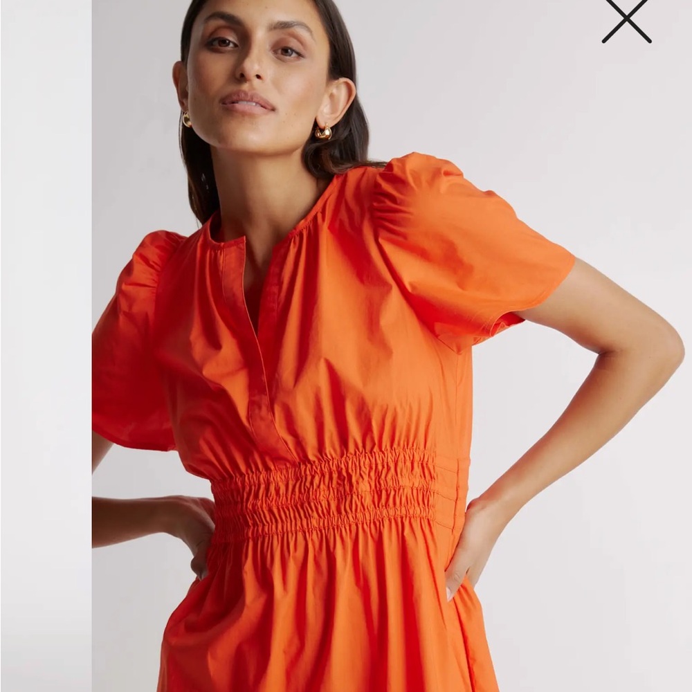 Summer style, elegant and easy, geranium red/orange Maxi Dress, like new - Picture 2 of 6